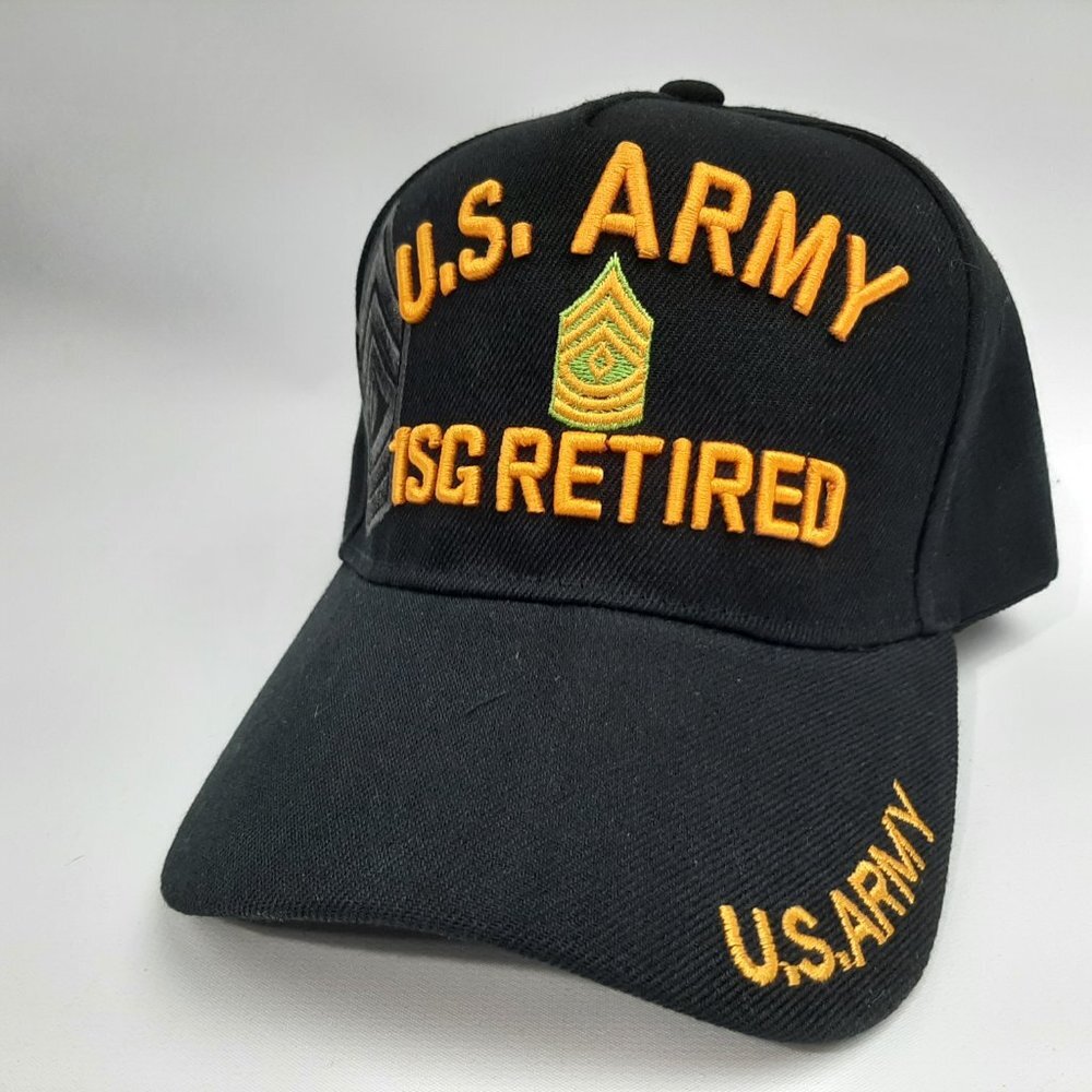 US Army 1SG Retired Men's Ball Cap Hat Black Embro